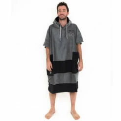 All-In V Poncho Beach Charcoal Black Waffle